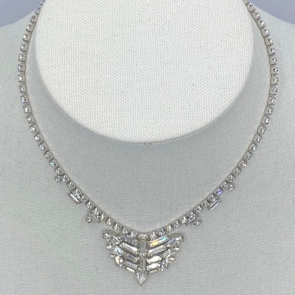 Wiesner Vintage Rhinestone Choker Silver Tone Necklace - Picture 10 of 11